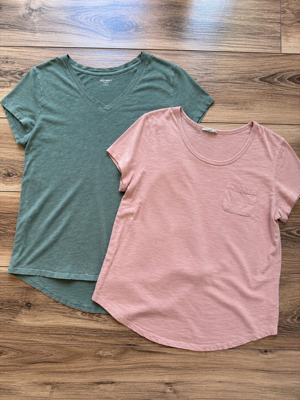 Women's XL Basic Tee Bundle Old Navy Urban Diction Pink Green Lot of 2